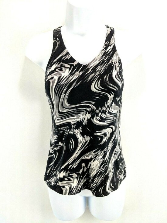 Nike Other - Nike Womens Sz Small Swimsuit Black & Gray Marble Racerback Tankini Top Nwt